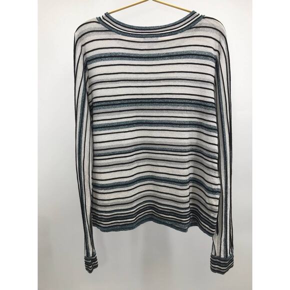 Ann Taylor Factory Metallic Striped Wide Collar Lightweight Sweater Size XL - Picture 4 of 7